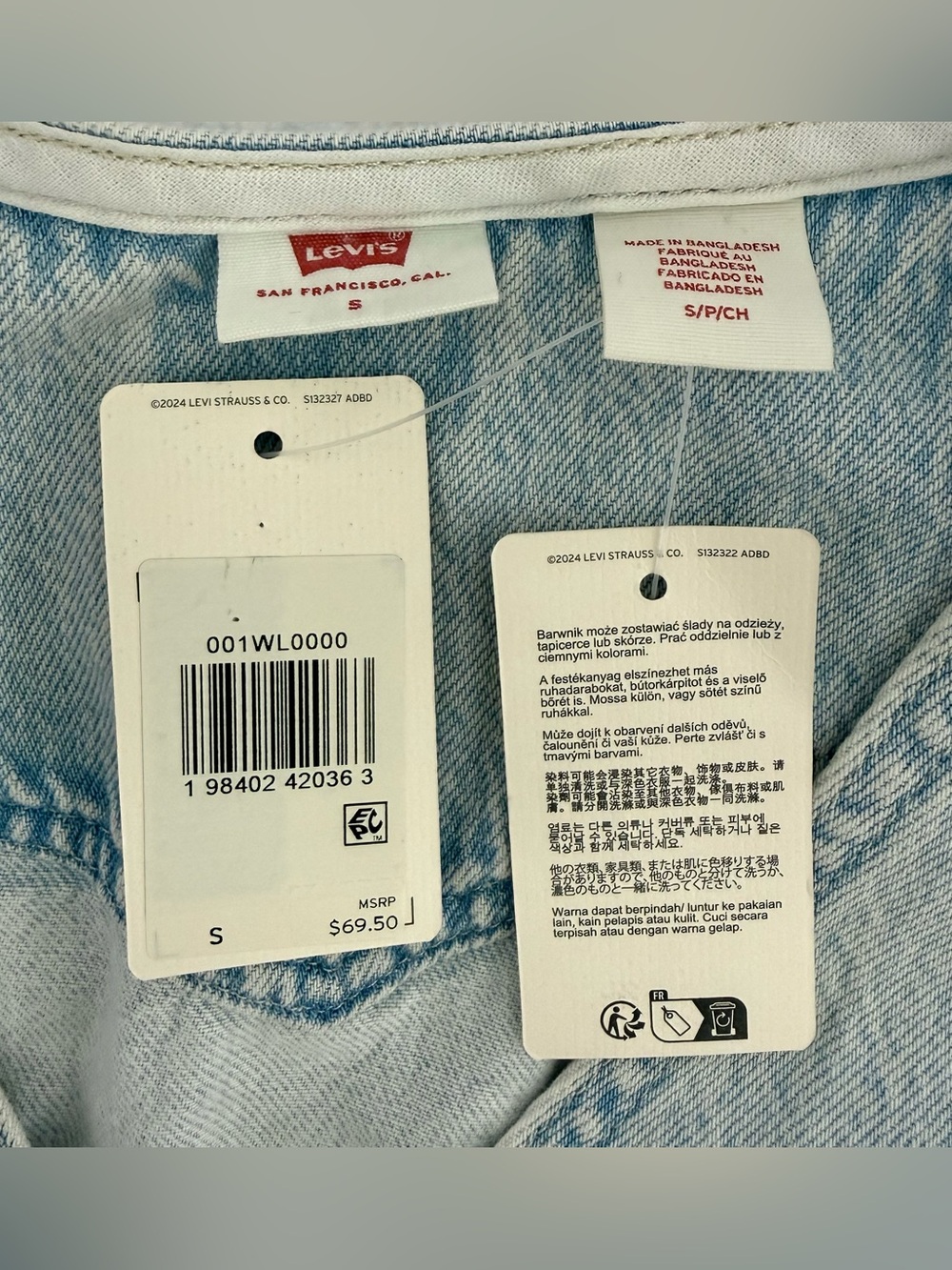 Levi’s Vianna Denim Vest Dress Button Front Light Wash Size Small - Picture 9 of 12